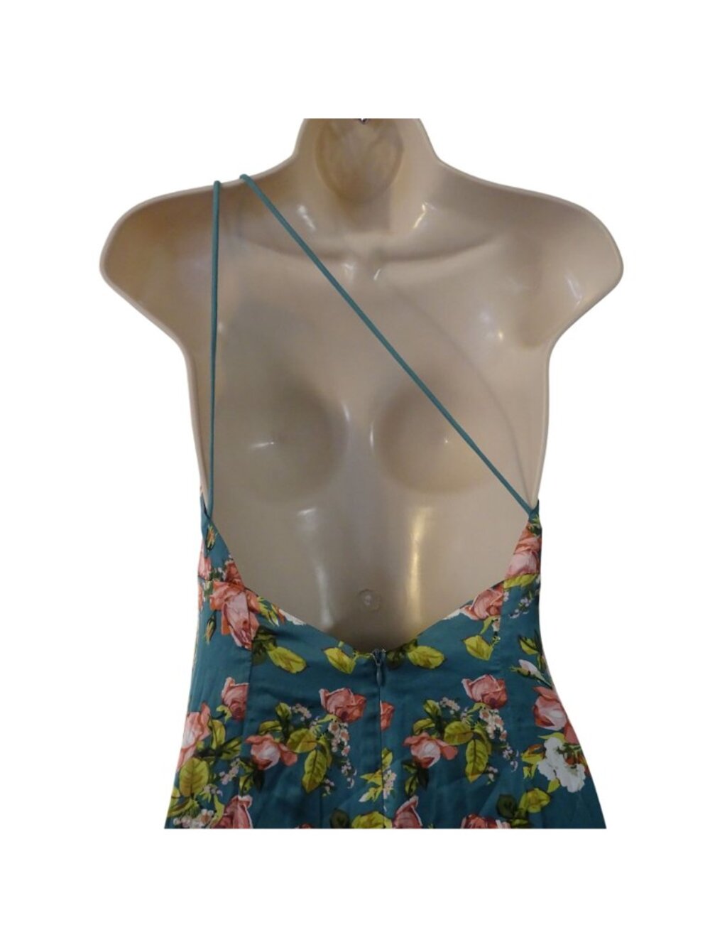 HELLO MOLLY Style Statement Era One Shoulder Satin Maxi Dress Green Size S 4 NEW - Picture 5 of 16